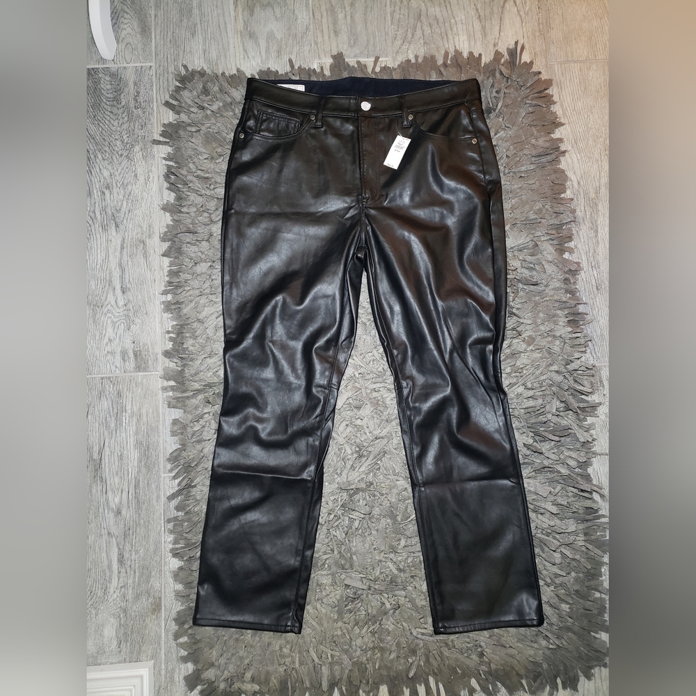 High Rise Vegan Leather Vintage Slim Pants